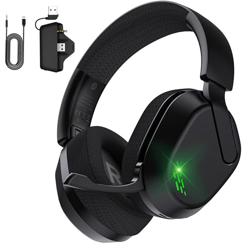 Gvyugke Xbox Headset Wireless, Gaming Headset mit Mikrofon für Xbox Series X/S, Xbox One, PS5, PC, Mac, Headset Kabellos mit Geräuschunterdrückendem Mikrofon mit Flip-to-Mute-Funktion, Faltbar