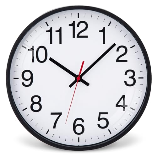 Epochic Wanduhr Ohne Tickgeräusche Uhr Wand Batteriebetrieben Schwarz 20cm