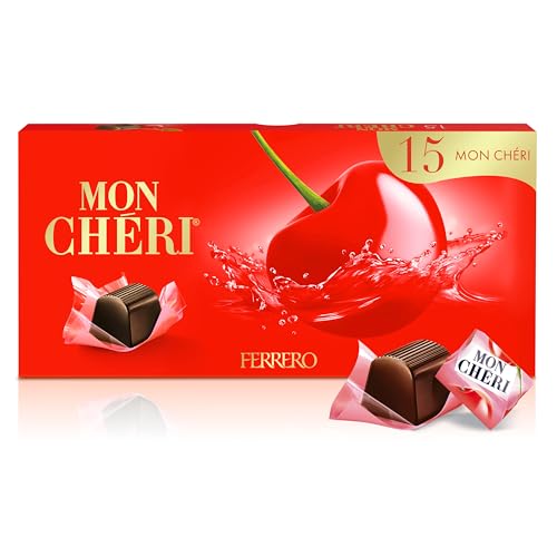 Ferrero Mon Chéri – Knackige Schokolade, fruchtiger Likör und eine aromatische Kirsche – Muttertagsgeschenk, Vatertagsgeschenk – 1 Packung à 15 Einzelpralinen