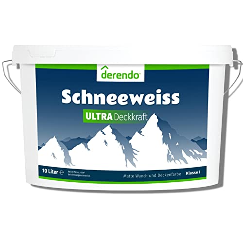 derendo Schneeweiss ultra Wandfarbe weiß matt höchste Deckkraft 10l weiße Farbe ausbessern Wand streichen ohne tropfen für innen geruchsneutral