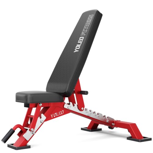 YOLEO Hantelbank Verstellbar bis 1050KG, ENISO-zertifizierte Fitnessbank für Home Gym, Schrägbank, Flachbank und Negativbank für Bankdrücken, 90% Vormontiert