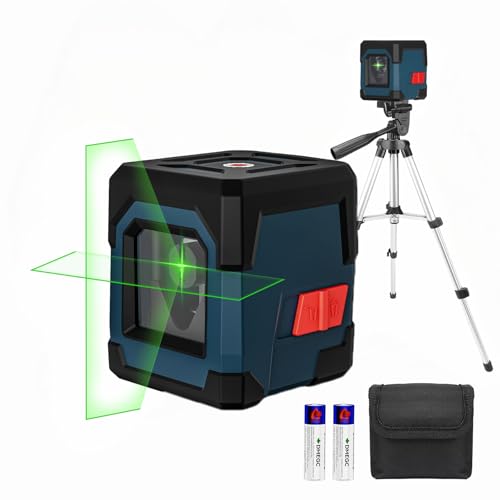 Laser Wasserwaage mit Stativ, RockSeed Kreuzlinienlaser mit Selbstnivellierung, Vertikale und Horizontale Linie, 360 Grad Drehbar, Tragetasche, Batterie Enthalten