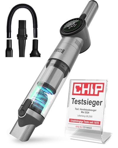 LEBENLANG Handstaubsauger Akku TESTSIEGER - Dual-Filter & Li-Ion I Inkl. Ladestation I 17000PA Handstaubsauger Auto Staubsauger stark Akkusauger kabellos Handsauger Akku Car Autostaubsauger Beutellos