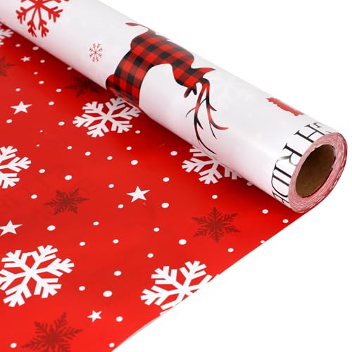 Weihnachtsgeschenkpapier - 43 cm x 15 m Weihnachtliches Kraftpapierrolle für Geschenkboxen & Weihnachtsdekoration