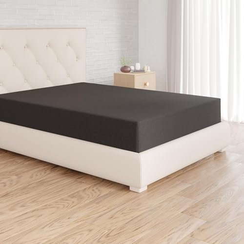 Amazon Basics Mikrofaser Spannbettlaken, Spannbetttuch - Matratzenhöhe bis 30 cm, 140 x 200 cm, Schwarz