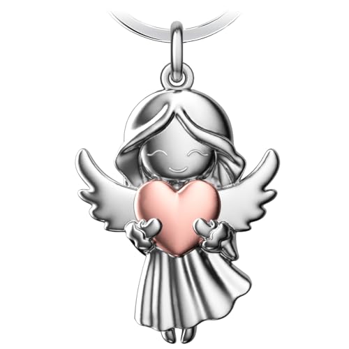 Cadimus Schutzengel Schlüsselanhänger mit Herz, Glücksbringer Langhaariger Engel, Geschenke für Frauen