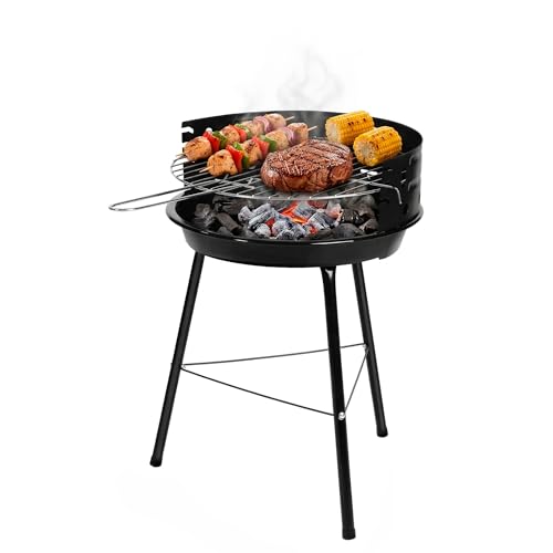 Amig - Kohlengrill - 33 x 35 x 56 cm - Schwarz - Aus Stahl gefertigt - Garten und Terrasse - für Balkon und Terrasse mit kompakten Abmessungen für praktische Nutzung und einfache Wartung. Mod. AZKAR
