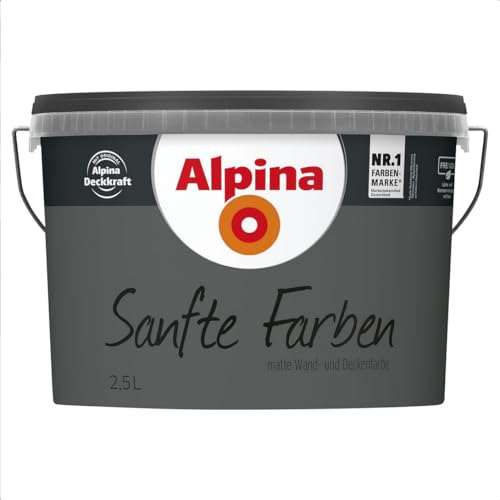 Alpina Sanfte Farben 2,5 L. Matt hochdeckende Wandfarbe Farbwahl (Schiefergrau)