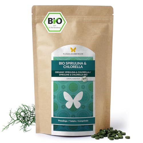 1kg BIO Spirulina & Chlorella Presslinge, 2000 Tabletten 'a 500mg, 100% natürlich, rückstandskontrolliert, nach EU-ÖKO-Standard kultiviert und hergestellt, Rohkostqualität, ohne Zusätze (1000g)