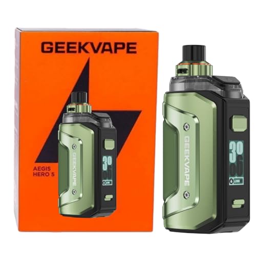 GEEKVAPE Aegis Hero 5 Pod Kit | 50 W Leistung, 2000 mAh Akku | Lebhaftes Display, A-Lock-Funktion | 6,5 ml HERO-Kartusche, passend für B-Spule (BOOST-VERSION) No Nicotine (Racing Green)