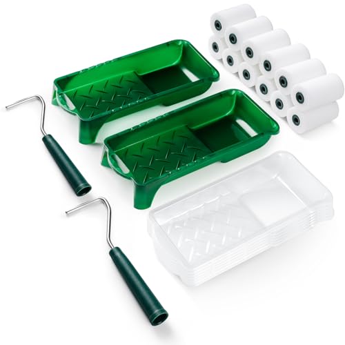 Mister Rui Farbroller Set Klein, Farbroller Klein 5cm, Schaumstoff Farbroller, 2 Zoll Lackierwalze zum Streichen von schmalen und schwer zugänglichen Stellen, Packung mit 22