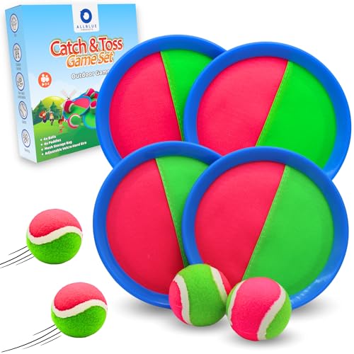 Outdoor Klettballspiel für Kinder - Wurfspiel-Set für 4 - Kinderfreundliches Ballspiel - Robustes Garten- & Strandspiel