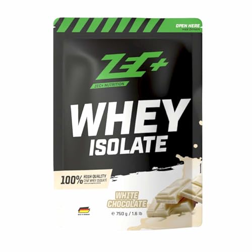 ZEC+ WHEY ISOLATE - Fettarmes Eiweißpulver aus reinem Molkenprotein, laktosearmer Eiweißshake - Made In Germany (750g, White Chocolate)
