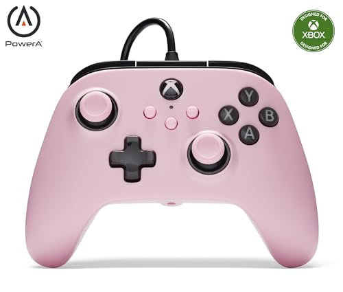 PowerA Kabelgebundener Controller für Xbox Series X|S - Rosa, Gamepad, kabelgebundener Videospiel-Controller, Gaming-Controller, kompatibel mit Xbox One