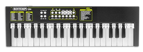 Bontempi | Elektronisches Keyboard mit 37 Tasten, Lernfunktion, 10 Lieder, 16 Rhythmen, 8 Klänge, Aufnahmefunktion, Effekte, USB-C, 480x150x40 mm, für Kinder und Einsteiger