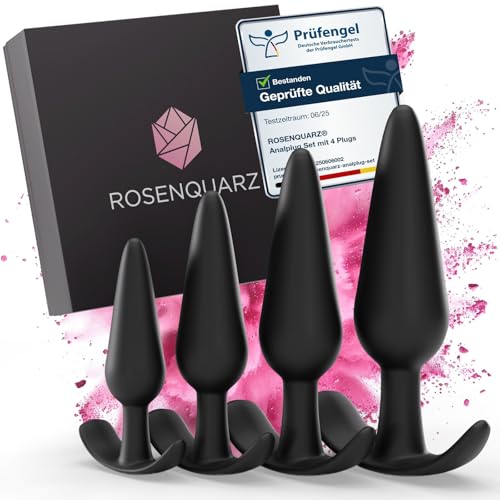 ROSENQUARZ® Analplug Set aus medizinischem Silikon mit 4 Plugs, in hochwertiger Geschenkbox, Analstöpsel, Analplug, Butt Plug, Analdehner, Analplugs, Bondage, Silikonstöpsel, Afterdehner
