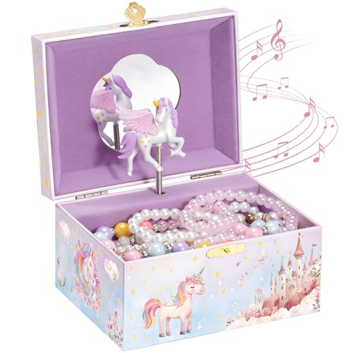 ProCase Kinder Musik Box Schmuckkästchen mit Spieluhr Einhorn, Mädchen