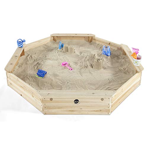 Plum Giant Sandkasten XXL aus Holz I Großer Holz-Sandkasten mit Abdeckung für mehrere Kinder I Robuste Sandkiste für Garten I Gartenspielzeug ab 18 Monaten