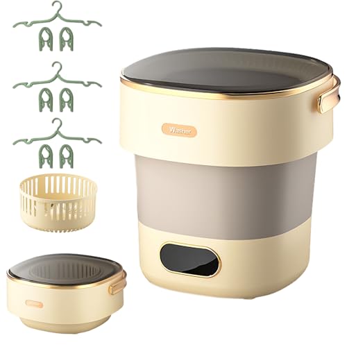 Mini Waschmaschine 15 l, Tragbare Wasch maschine mit Schleudern, 2.5kg Faltbar Reisewaschmaschine für Babykleidung Unterwäsche, Camping Toplader Waschmaschine Klein für Camping, Zuhause, Wohnungen