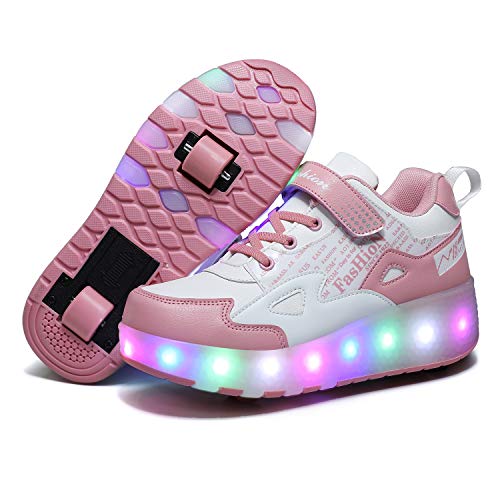 Leuchtende Turnschuhe mit Rädern, LED-Schuhe mit Rädern, Mädchen-LED-Räder, Schuhe, Schlittschuhe, Rollschuh-Turnschuhe für Kinder, Wiederaufladbar über USB. Kindergeschenk für Party, Geburtstag