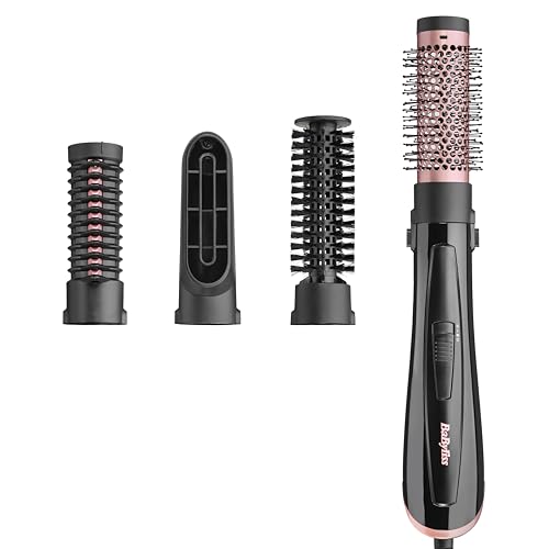 BaByliss Perfect Finish - 1000W Warmluftbürste. 3 Aufsätze zum Glätten, Volumen & Formen, 2 Temperatureinstellungen + Kaltstufe, Ionen-Technologie für Anti-Frizz, schwarz, AS126E