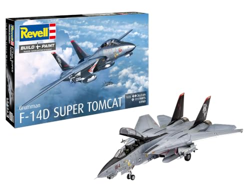 Revell Modellbausatz Flugzeug 1:72 - Grumman F-14D Super Tomcat im Maßstab 1:72, Level 3, originalgetreue Nachbildung mit vielen Details, 03960, 26 x 29,8 cm