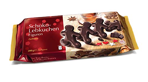 Stieffenhofer Schoko-Lebkuchen Figuren Zartbitter | Weihnachtsgebäck mit Zartbitterschokolade | 12 Lebkuchen in Figurenform | 200 g