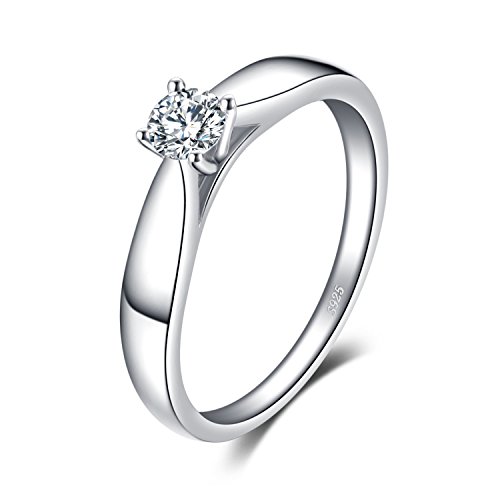 JewelryPalace Zirkonia Verlobungsring Eheringe Promise Verlobung Ring Silber 925 Damen, Solitärring Silberringe Trauringe Damenring Hochzeitsringe Antragsring Entouragering Ringe, Damen Schmuck 50
