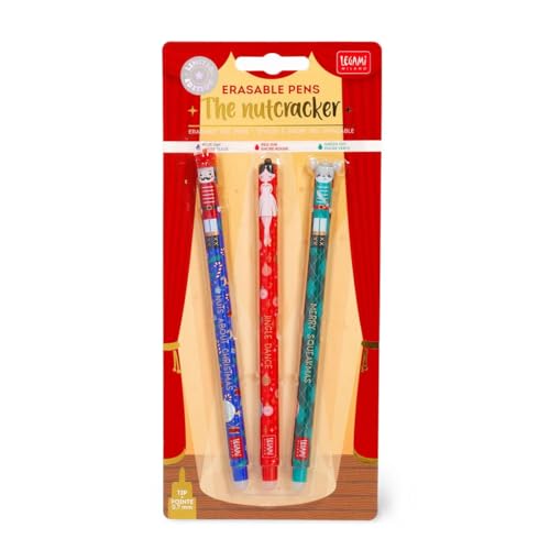 LEGAMI Erasable Pen Weihnachtsset Weihnachtsedition Winter The Nutcracker Set mit 3 radierbaren Gelschreibern Nussknacher, Ballerina und Mäusekönig