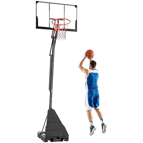 SPORTNOW Basketballkorb Outdoor 245-305cm Höhenverstellbar Basketballständer mit 120x80cm bruchsichere Rückwand Rädern & befüllbarer Standfuß Mobile Basketball Korb für Jugendliche Erwachsen