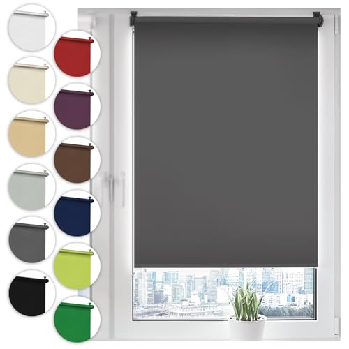 Verdunkelungsrollo Klemmfix ohne Bohren 70cm x 130cm Grau Verdunklungsrollo Fensterrollo Rollo Seitenzugrollo Klemmrollo für Fenster & Tür