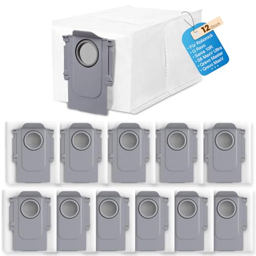 Pure Realm 12 Stück Staubbeutel für Roborock Saros 10/10R/S8 MaxV Ultra/QV 35A /35S/Qrevo Pro/Qrevo Slim/Qrevo Edge/Q revo/Qrevo MaxV/Qrevo S/Qrevo master, Kompatibel Ersatz Zubehör Staubsaugerbeutel