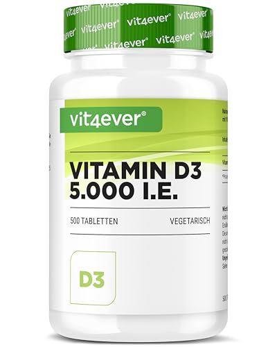 vit4ever Vitamin D3 Depot - 500 Tabletten - 5000 I.E. - Hochdosiert