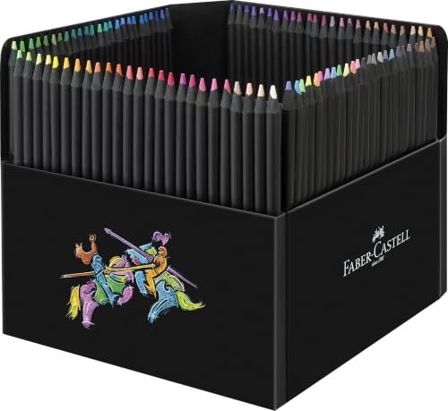 Faber-Castell - Buntstifte Set Black Edition 100-teilig in Kartonbox | Brillante Farbstifte für helles und dunkles Papier mit weichem Farbabstrich, bruchsichere und ergonomische Malstifte