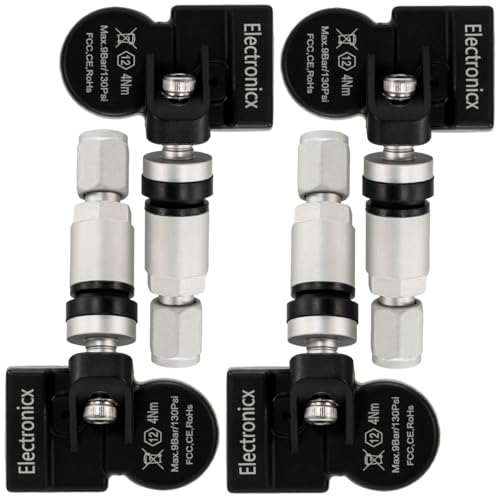 Electronicx 4X RDKS Sensor 433MHz Reifendrucksensor universell programmierbar TPMS Aftermarket Metallventil 4er Set Ersatz für Alufelgen Stahlfelgen Sommerreifen Winterreifen Ganzjahresreifen