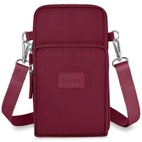 Aucuu Handytasche zum Umhängen Damen, Kleine Umhängetasche mit Kopfhörer Eingang, Geldbörse Damen, Crossbody Schultertasche Handytasche, Verstellbar Abnehmbar Schultergurt für Handy unter 7 Zoll
