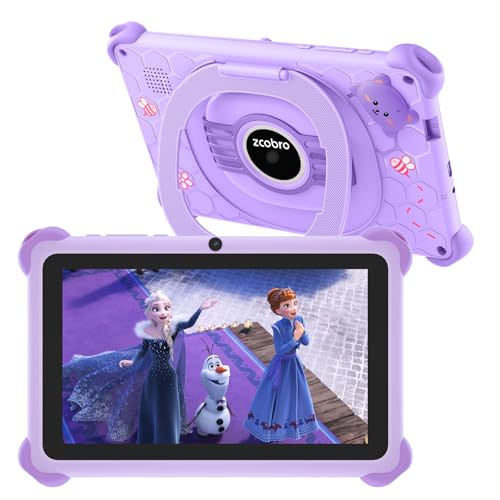 Android Kinder-Tablet 7 Zoll (17,8 cm) Quad Core, 2 GB RAM, 32 GB ROM, 128 GB Erweiterung, Kindersicherung, Lerntablet und Unterhaltung mit Schutzhülle, stoßfest, WLAN, Youtube, Google Play