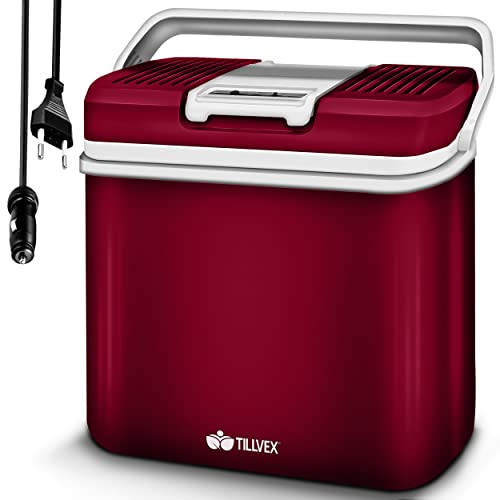 tillvex® Kühlbox elektrisch 24L | zum Kühlen und Warmhalten | 12 V & 230 V