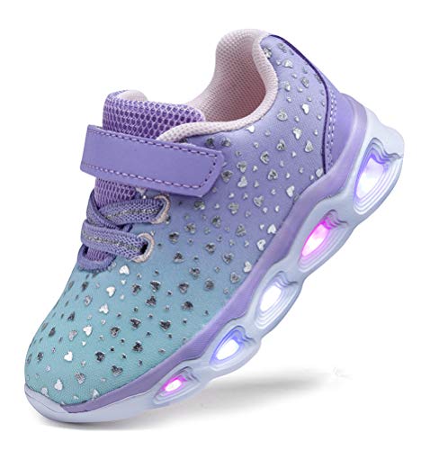 SINOSKY LED-Schuhe für Kleinkinder, Mädchen, leuchtende Sneaker, Aqua, 25.5 EU