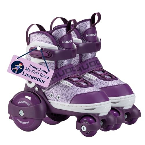 HUDORA Rollschuh My First Quad in Größe 26-29 - Lavender - hochwertige Rollschuhe für Kinder bis 20kg - Kinder Rollschuhe größenverstellbar - sichere Einsteiger-Rollerskates mit großen Rollen