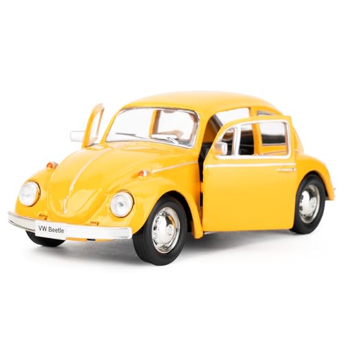 imtfzct 1/36 Volkswagen Käfer 1967 Modellauto, Leichtmetall- Kinder Spielzeugauto, Modellauto mit Pull Back Funktion, Sammlerstück Spielzeugauto, Geschenk für Kinder (gelb)