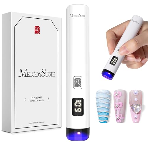 MelodySusie UV Lampe für Gelnägel, ART01R Mini Wiederaufladbar UV LED Lampe mit LCD-Display für Nägel, Tragbare Kleine UV Nagellampe mit 2 Timern, Nageltrockner für Alle UV Gel Nagellacke (Weiß)