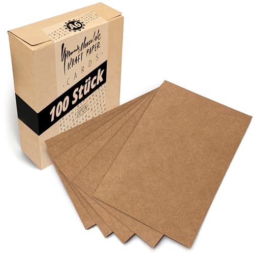 Japun - blanko Postkarten, Kraftpapier-Karten Set (100 Stück) zum Selbstgestalten, beschriften oder bedrucken | 300 g/m² - DIN A6-105 x 148 mm - braun
