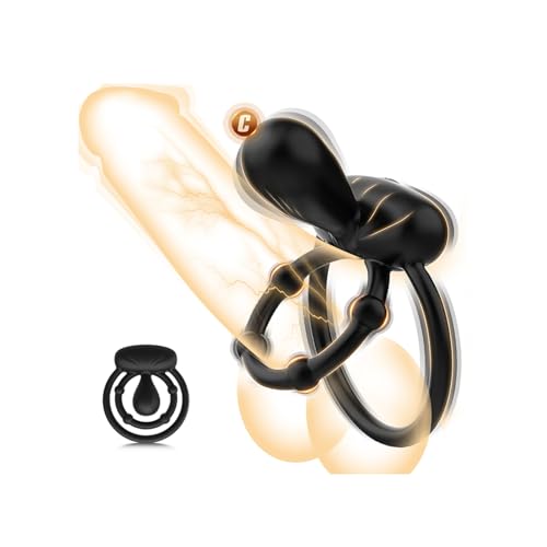 Cacuola Penisring Vibrator mit 360° Verstellbar Klitorisstimulation, Verzögerter Doppel Penis Ring Sex Spielzeug für die Paare Männer Frau, Penisringe Erotisches Sexspielzeug für Paare Extrem Sex Toys