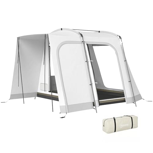 Outsunny Heckzelt für 2-4 Personen, 320 x 280 x 205cm 2 in 1 Autozelt wasserdicht Tunnelzelt mit 4 Türen Fenster Vorzelt Bodenplane Tasche, Auto Zelt Familienzelt Heckklappenzelt für Camping Reise SUV