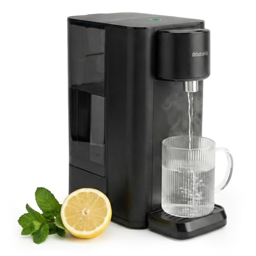 Brabantia Heißwasserspender, 2,5 Liter, 2600 Watt, 100°C, Abnehmbarer Wassertank, Heißes Wasser in 5–10 Sek., Instant-Wasserkocher, Entkalkungsanzeige, Einfache Bedienung, Schwarz, BBEK1103