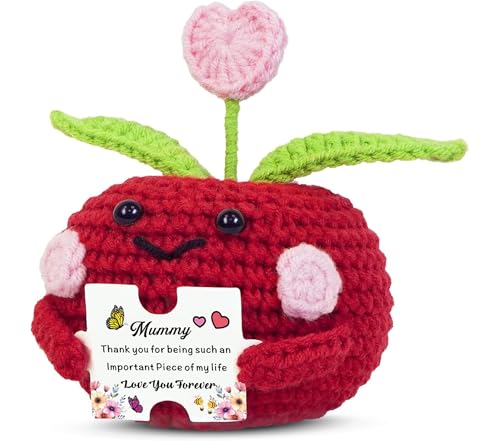 QMVMV Mummy Gifts from Son Daughter - Handmade Apple Crochet Present - Mummy Gifts Birthday Christmas Thanksgiving Mother's Day Gift for Mummy