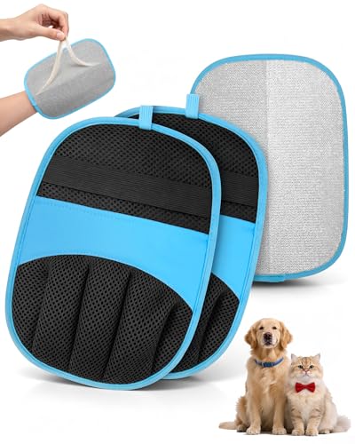 2er Pack Tierhaarentferner Handschuh, Fell Magnet für Hunde und Katzen