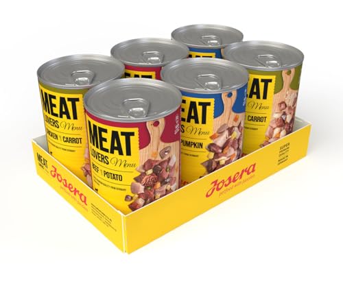 Josera Meat Lovers Menu Multipack | Nassfutter für Hunde | hoher Fleischanteil | getreidefrei | Alleinfuttermittel | 6x400g