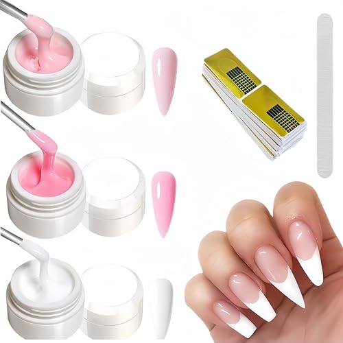 Aufbaugel für Gelnägel,3pcs Nail Art Gel Nagel,UV Gel Aufbaugel Cover,Farbgel für Gelnägel,Nagelfestigungsgel für Nagelverlängerung,Aufbaugel Für Gelnägel,Nail Art Maniküre Nagelgel